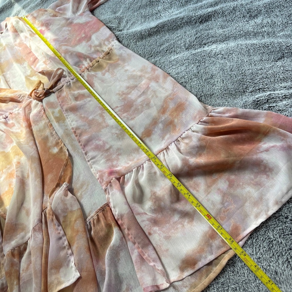 Maurices Womens Kimono Duster XL Tie Dye Sheer Ruffle Hem Hippie Ethereal 21165 - Picture 9 of 11